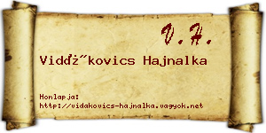 Vidákovics Hajnalka névjegykártya