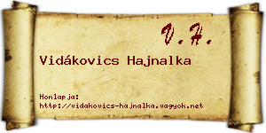 Vidákovics Hajnalka névjegykártya